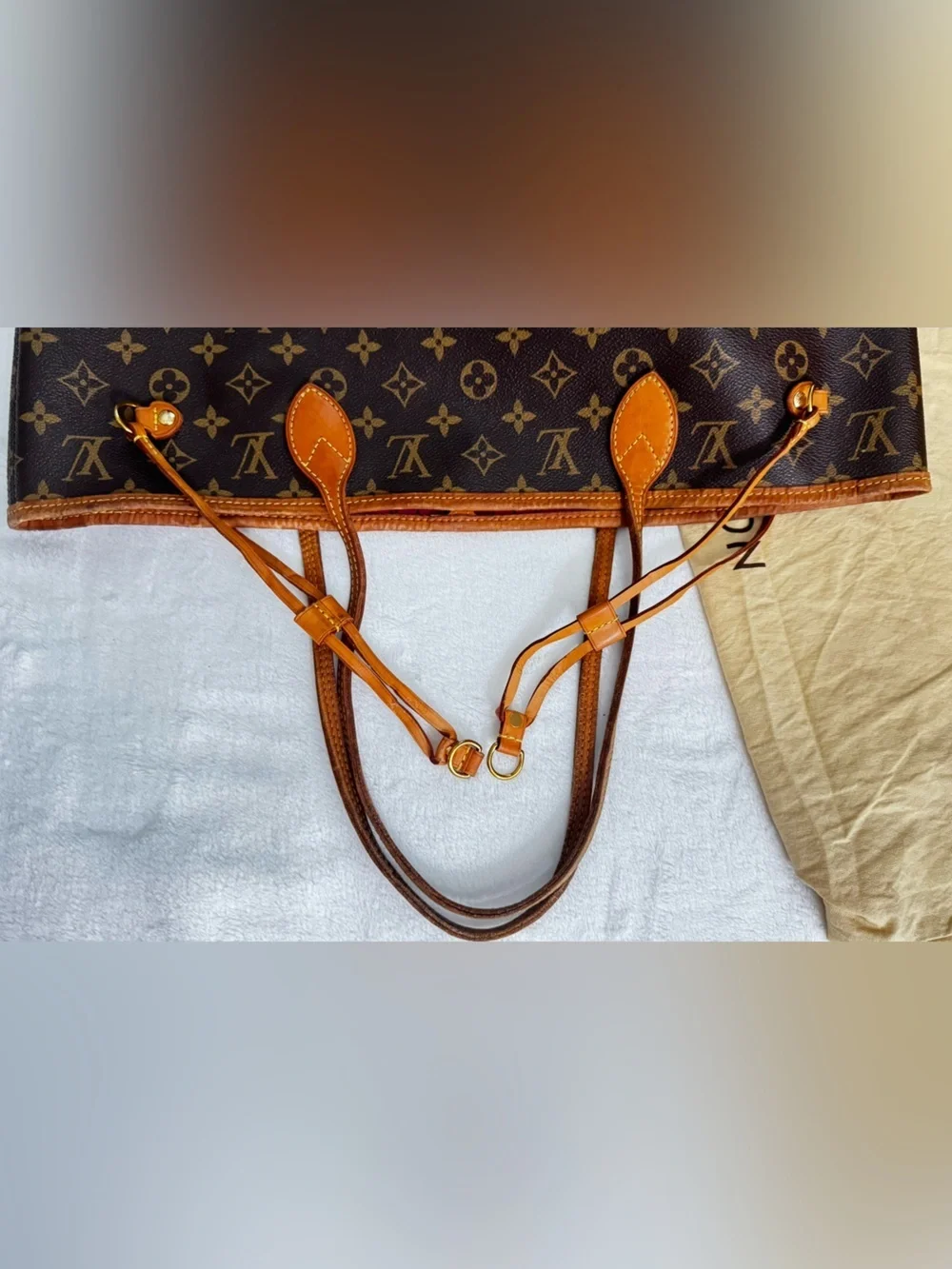 Louis Vuitton Authentic Neverfull MM Monogram Canvas Brown Tote Bag